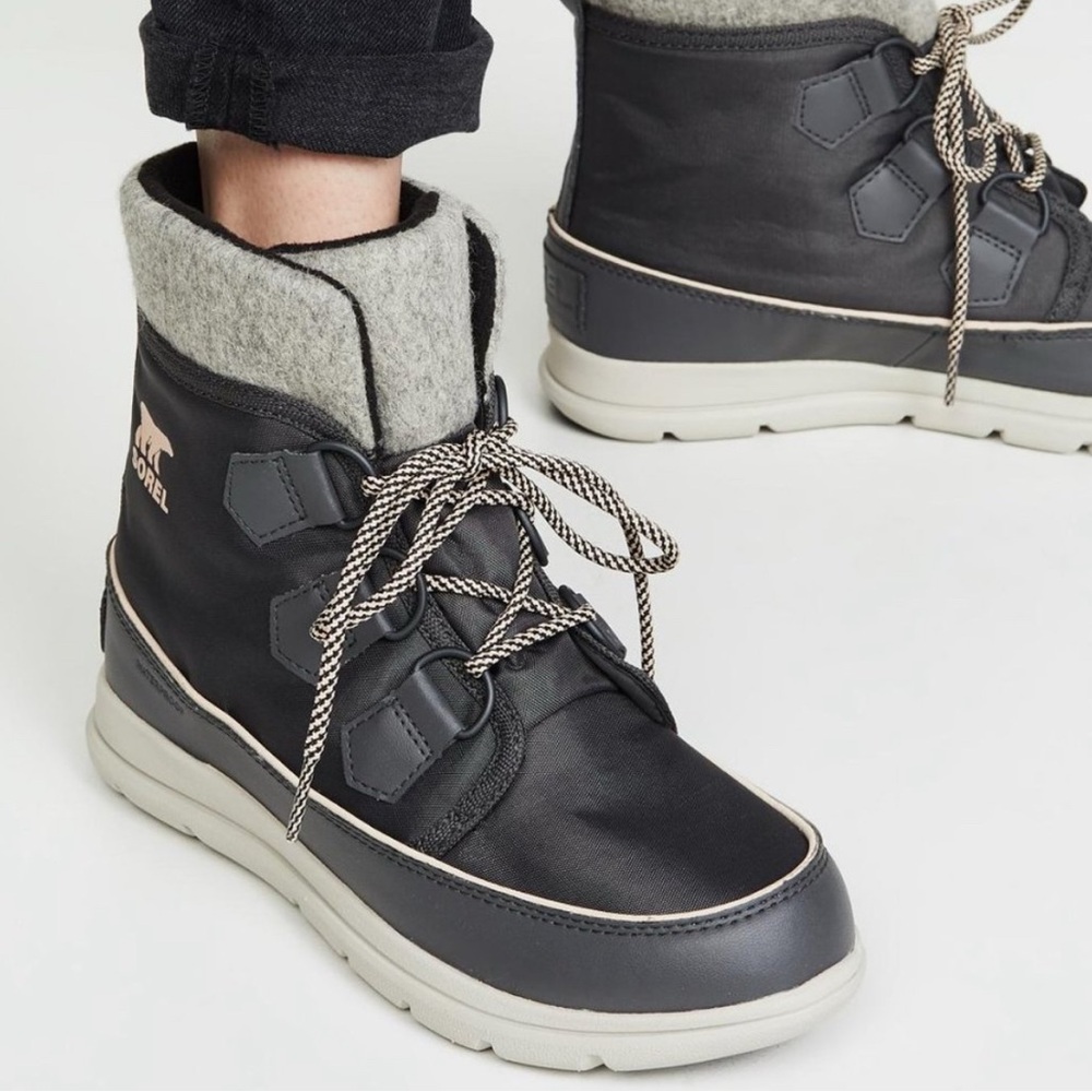 Sorel Dark Slate Gray Carnival Explorer Winter Boots Womens 9 Lace Up Pull On